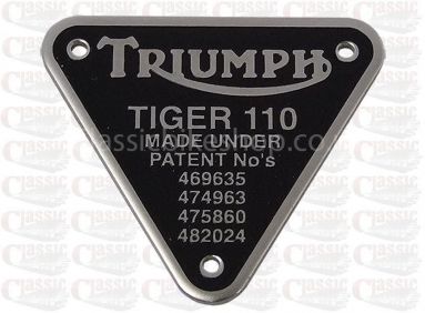 Triumph Tiger 110 Patent Plate
