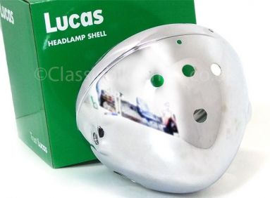 Lucas 7 inch chrome headlamp shell and rim