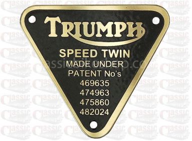 Triumph Timing Case Patent Plate Speed Twin