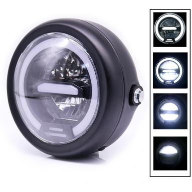 6.5" inch Motorcycle White Halo  LED Round Headlight Hi/Lo Headlamp