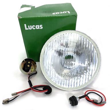 Genuine Lucas 5-3/4" Headlamp Beam Unit with pilot aperture.