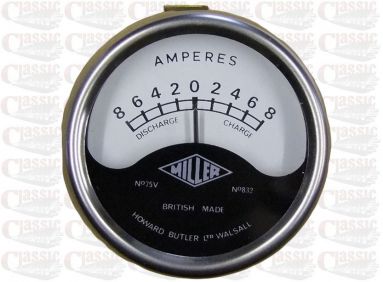 6 Volt Miller ampèremeter 2 '' Inch Aperture