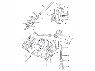 Gearbox inner cover and selectors