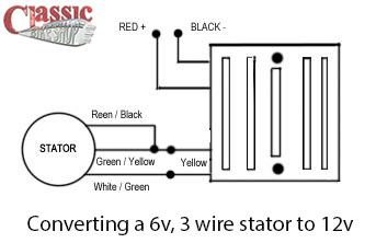 converting 6v 3 wire stators to 12v